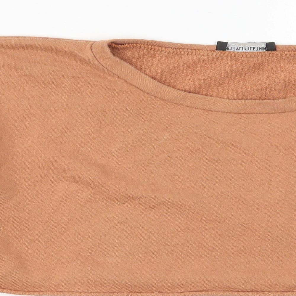 PRETTYLITTLETHING Womens Beige  Cotton Pullover Sweatshirt Size 12  Pullover