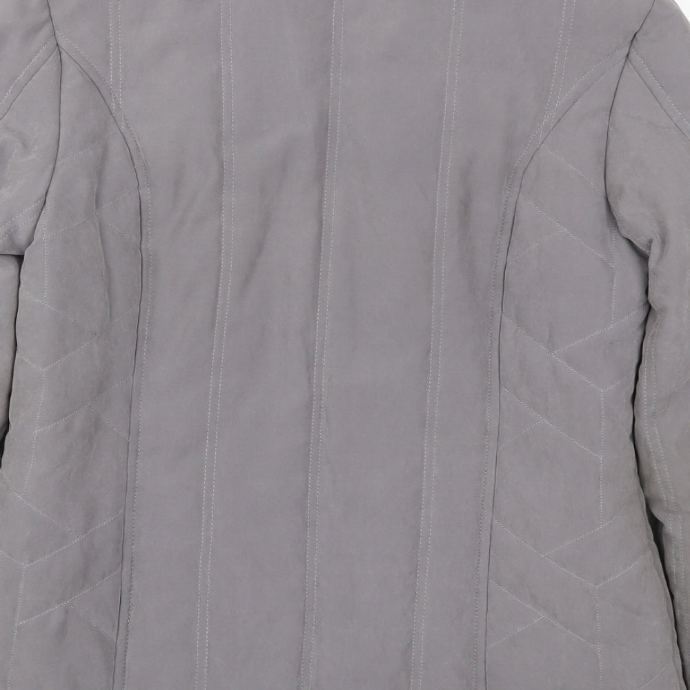 BHS Womens Grey   Quilted Coat Size 10  Zip