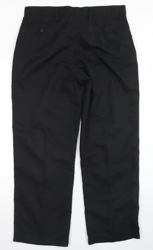 Dunlop Mens Black  Polyester Dress Pants Trousers Size 34 in L27 in Regular Button