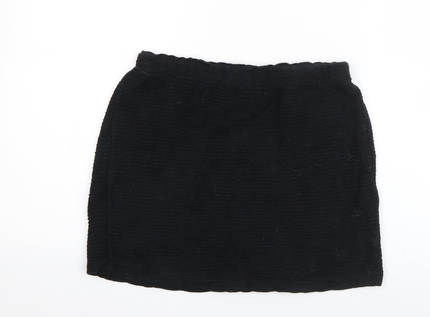 Topshop Womens Black  Cotton A-Line Skirt Size 10