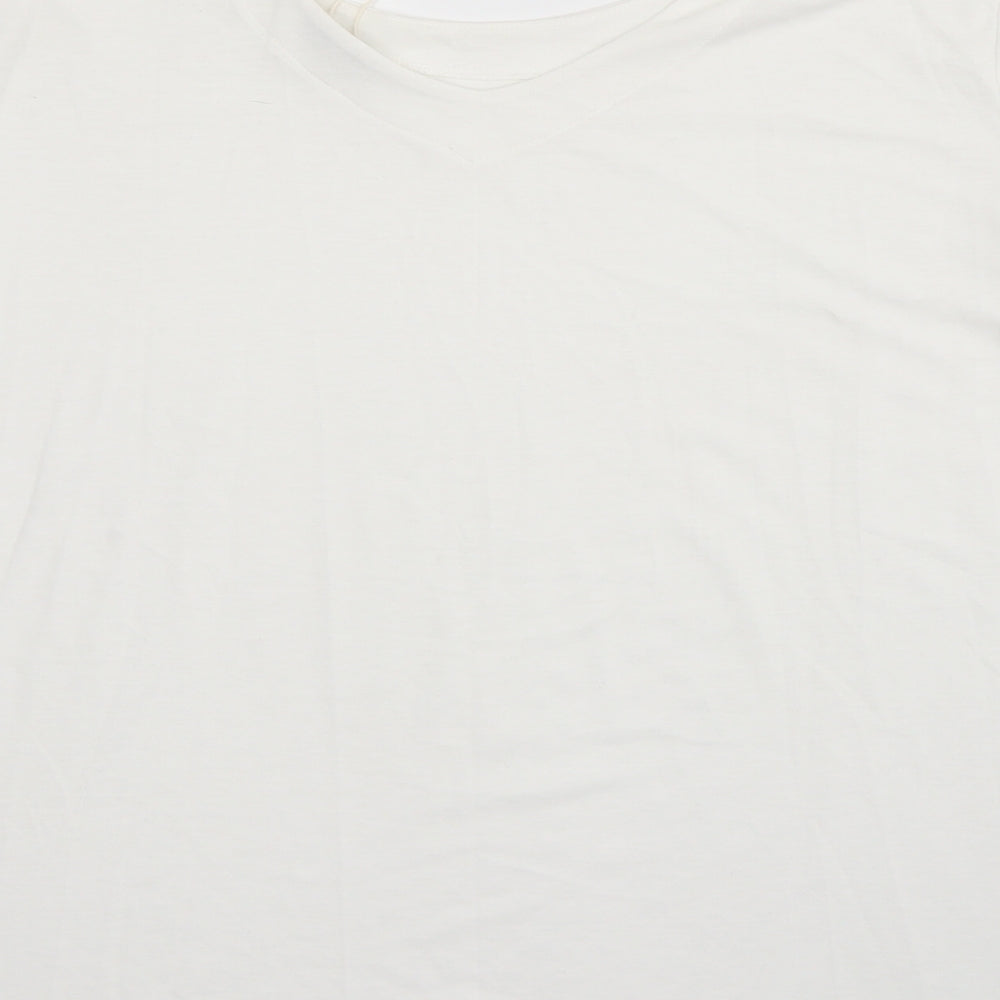 TOM TAILOR Womens White  Polyester Basic T-Shirt Size 3XL Scoop Neck