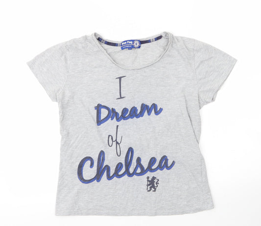 Blue Falg Womens Grey  Cotton Basic T-Shirt Size 8 Round Neck - Chelsea