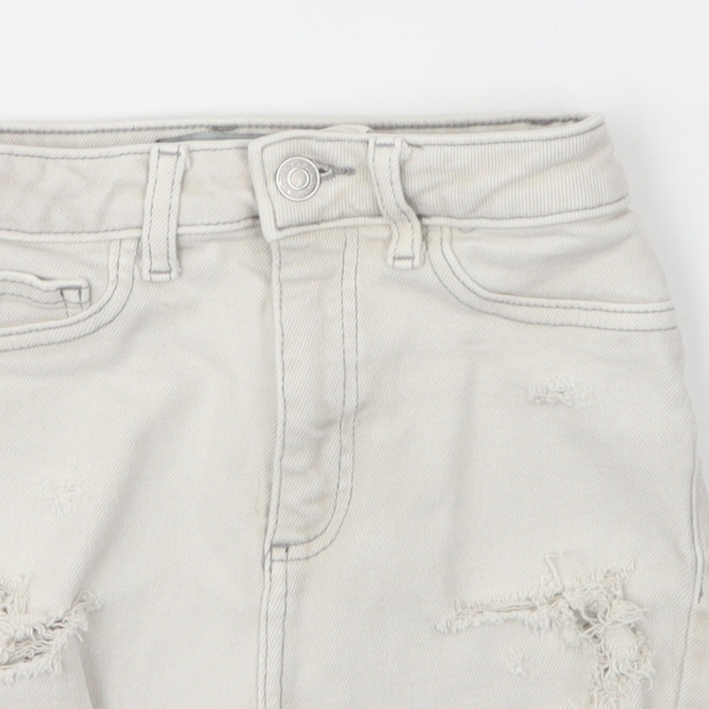 New Look Womens Grey  Cotton Hot Pants Shorts Size 8  Regular Zip