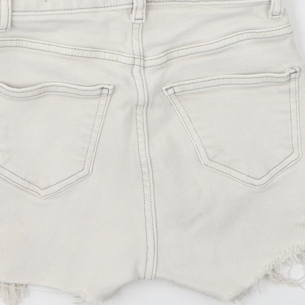 New Look Womens Grey  Cotton Hot Pants Shorts Size 8  Regular Zip