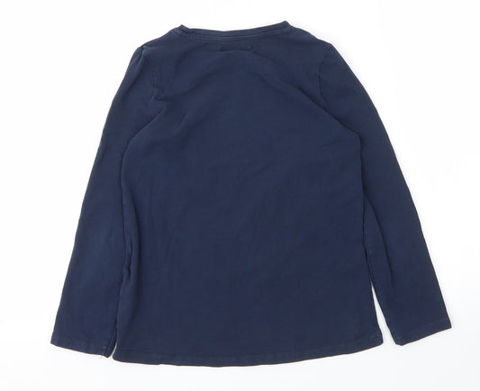 Debenhams Girls Blue  Cotton Basic T-Shirt Size 7 Years Round Neck