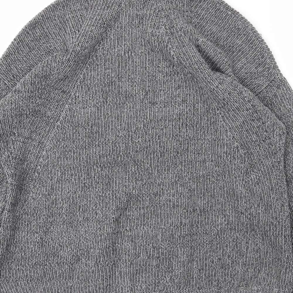 Together Womens Grey Mock Neck  Acrylic Pullover Jumper Size M
