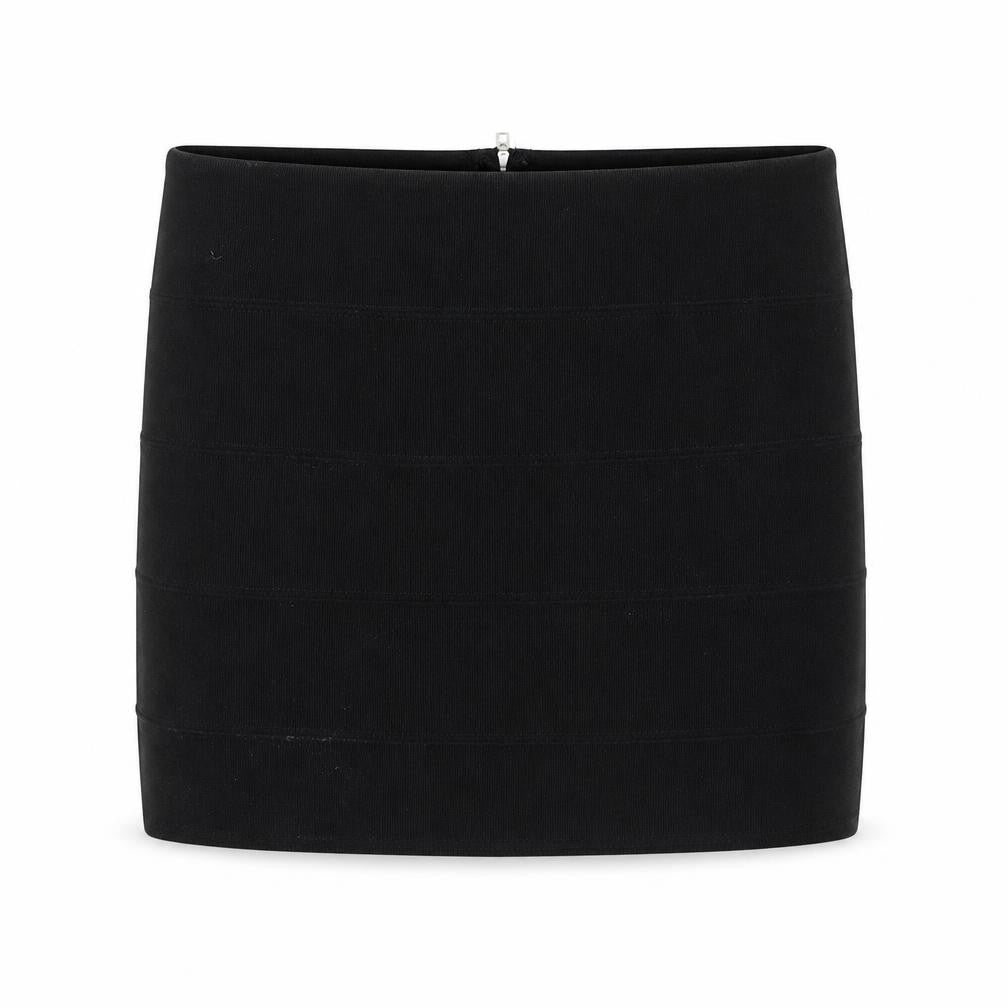 Preworn Womens Black  Polyester Bandage Skirt Size 12   Zip