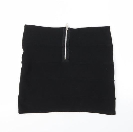 Preworn Womens Black  Polyester Bandage Skirt Size 12   Zip
