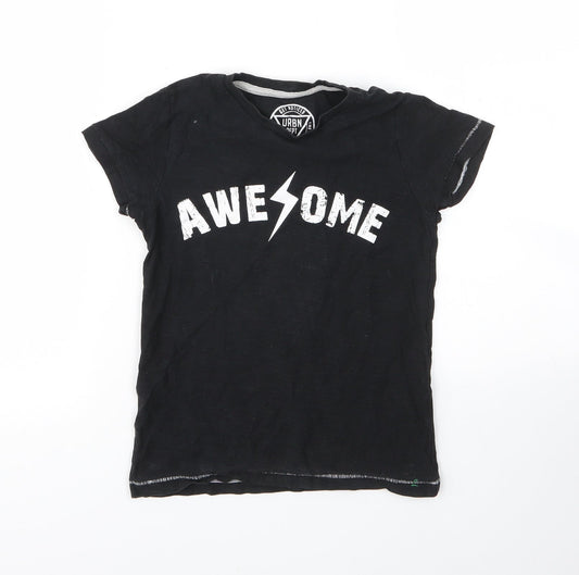 Matalan Boys Black  Cotton Basic T-Shirt Size 6 Years Round Neck
