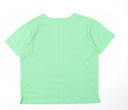 Joie De Vivre Womens Green  Polyester Basic T-Shirt Size L Round Neck