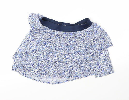 H&M Girls Blue Floral Viscose A-Line Skirt Size 9 Years  Regular