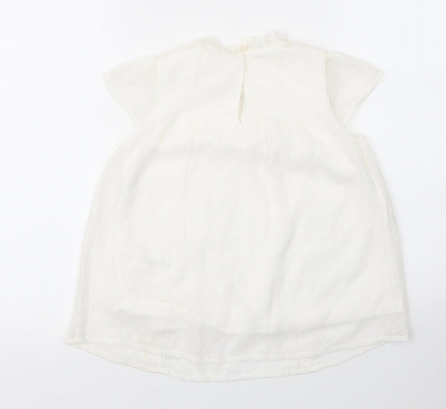 George Girls White  Nylon Basic Blouse Size 7 Years Round Neck Button