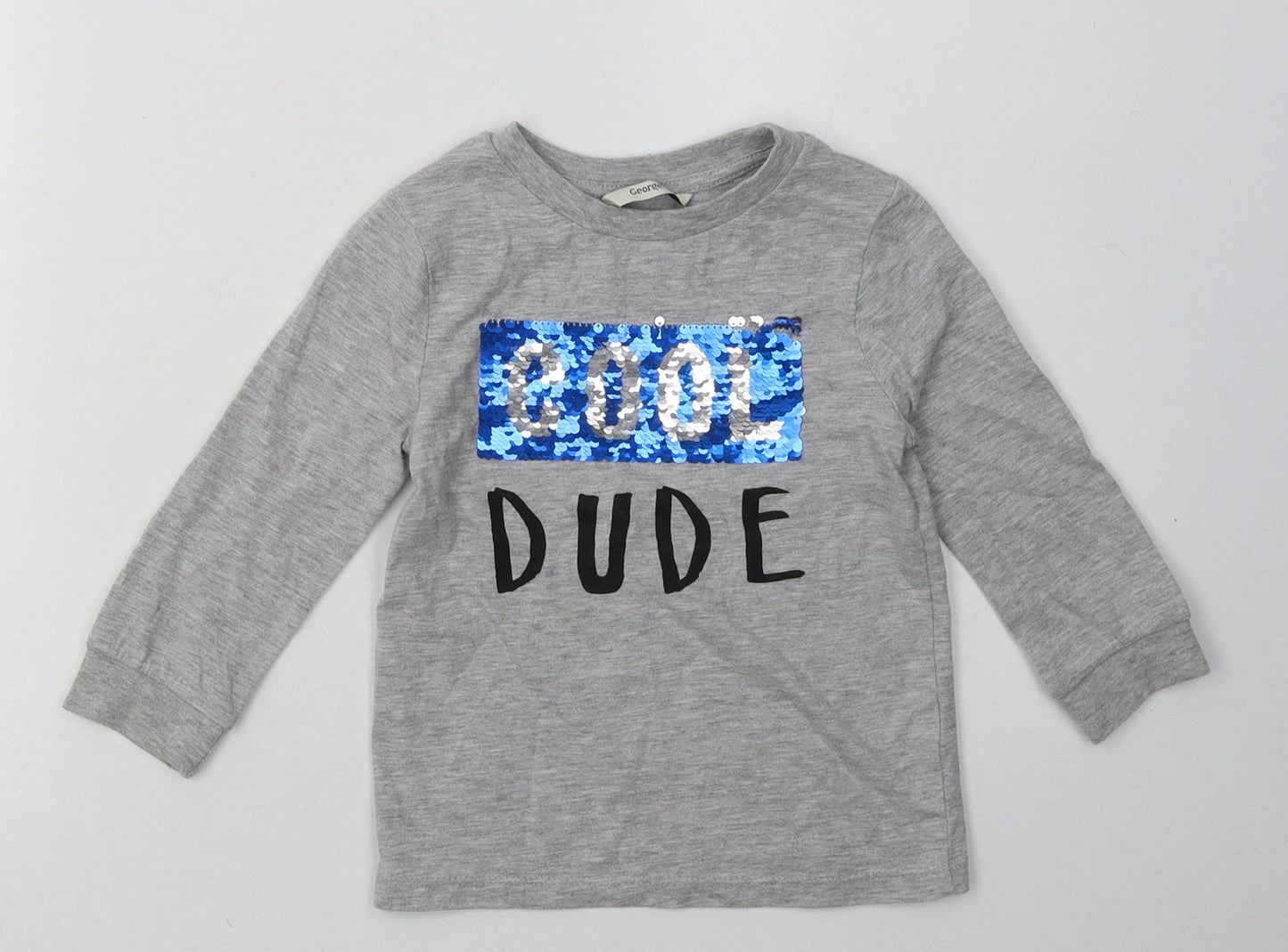 George Boys Grey  Polyester Basic Casual Size 2-3 Years Crew Neck Pullover - cool dude