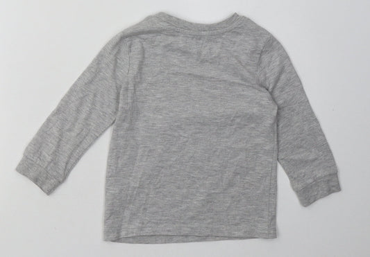 George Boys Grey  Polyester Basic Casual Size 2-3 Years Crew Neck Pullover - cool dude