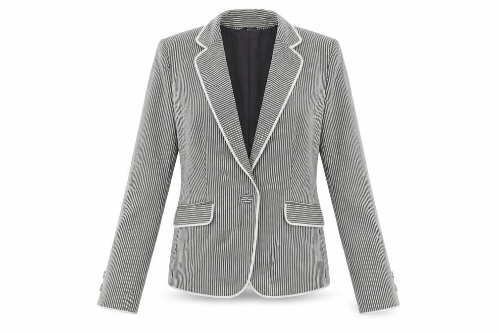 Debenhams Womens Grey Striped  Jacket Blazer Size 10  Button