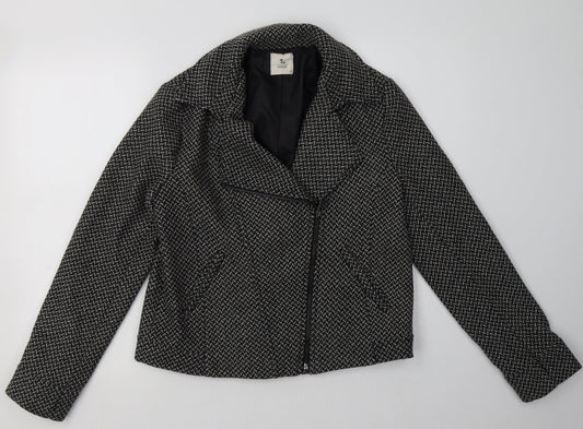 sainsburys Womens Black Geometric  Jacket  Size 14  Zip
