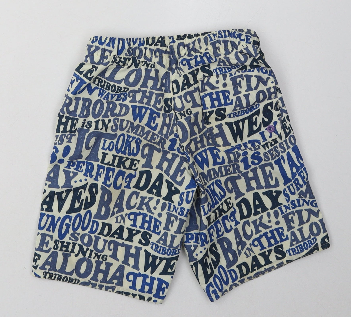 DECATHLON Boys Blue Geometric Polyester Sweat Shorts Size 8 Years  Regular Tie