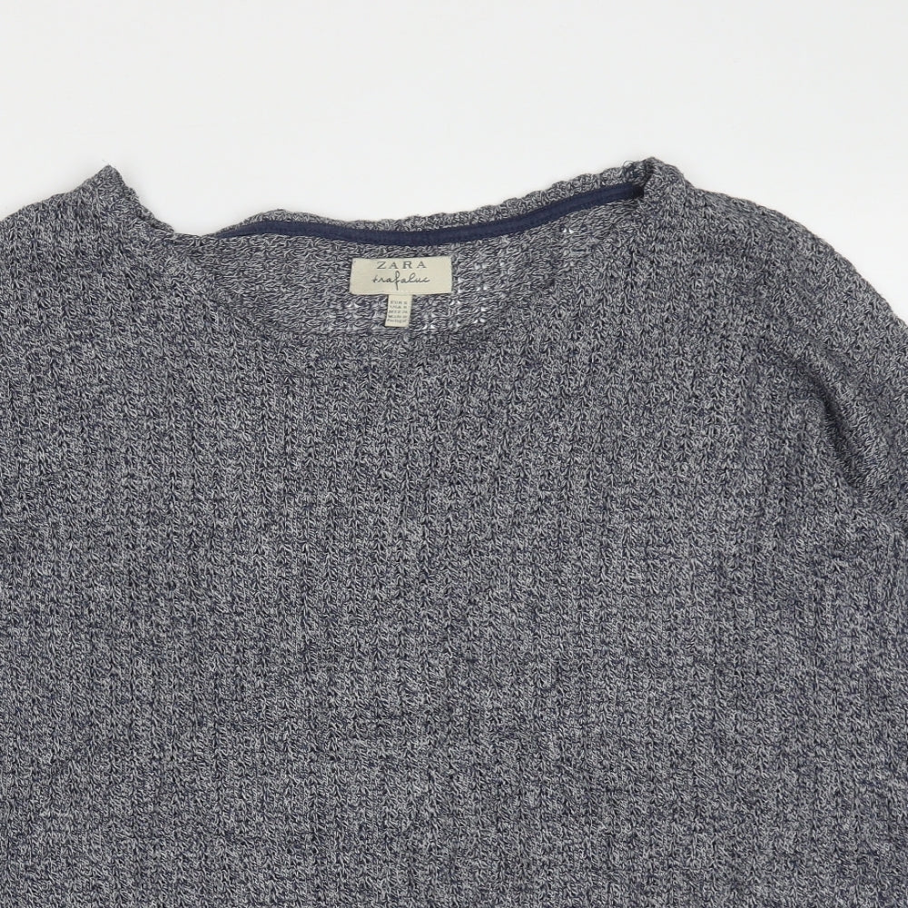 Zara Womens Blue Round Neck  Polyester Pullover Jumper Size S