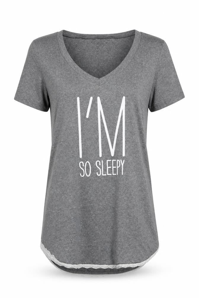 Preworn Womens Grey Solid Polyester Top Nightshirt Size S   - im so sleepy