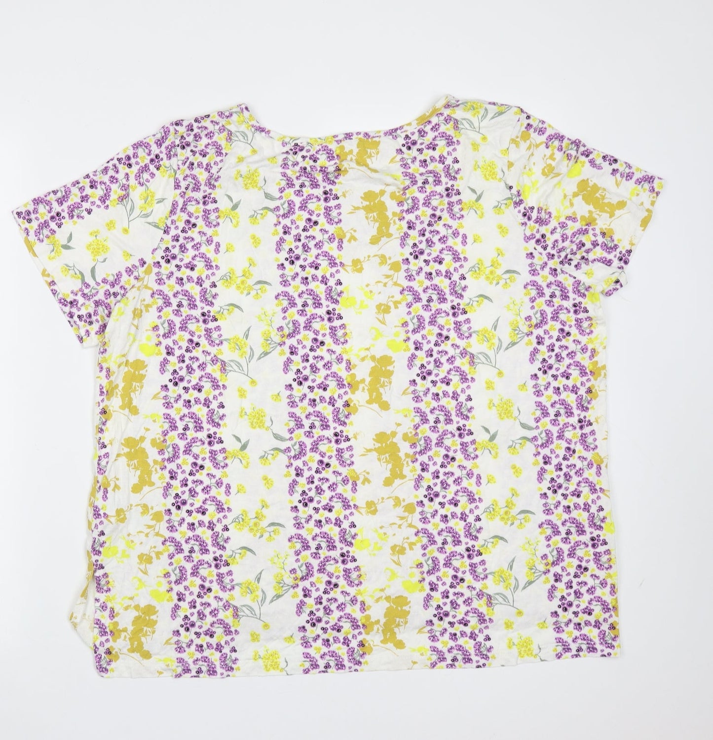 Principles Womens Ivory Floral Viscose Basic Blouse Size 20 Round Neck