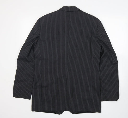 Mexx Mens Grey Striped Wool Jacket Suit Jacket