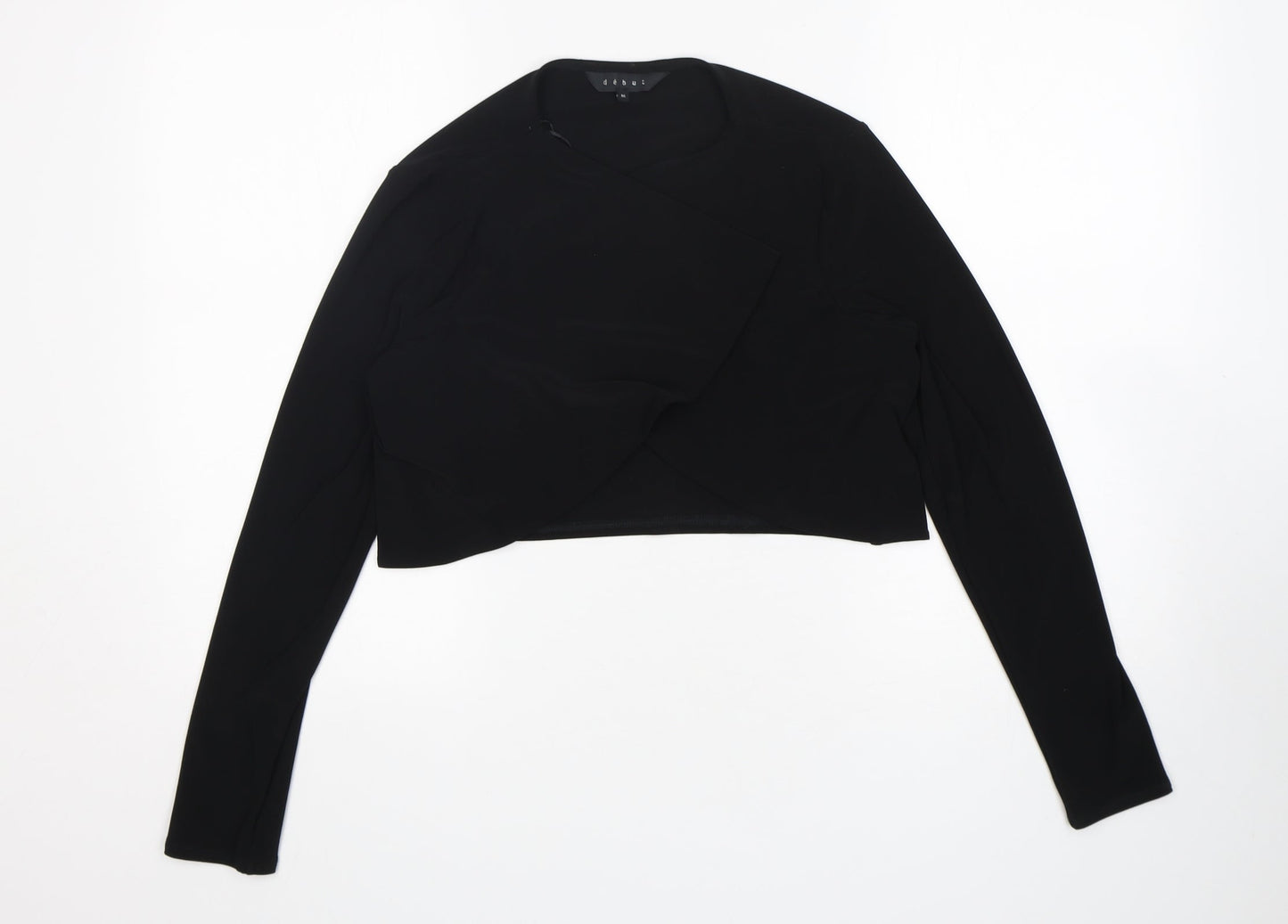 Debut Womens Black  Polyester Wrap Blouse Size M V-Neck