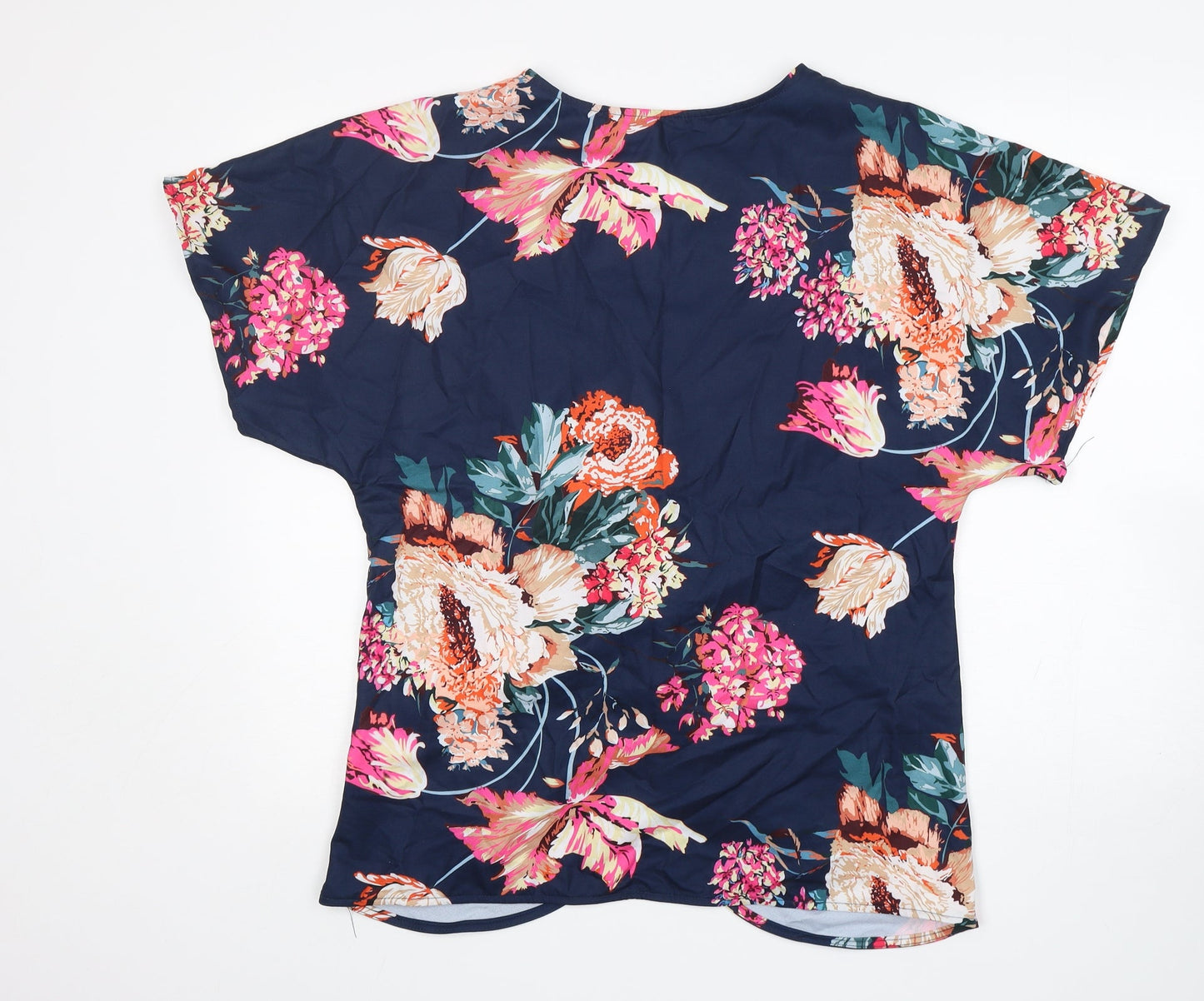 Preworn  Womens Multicoloured Floral Polyester Basic Blouse Size L V-Neck