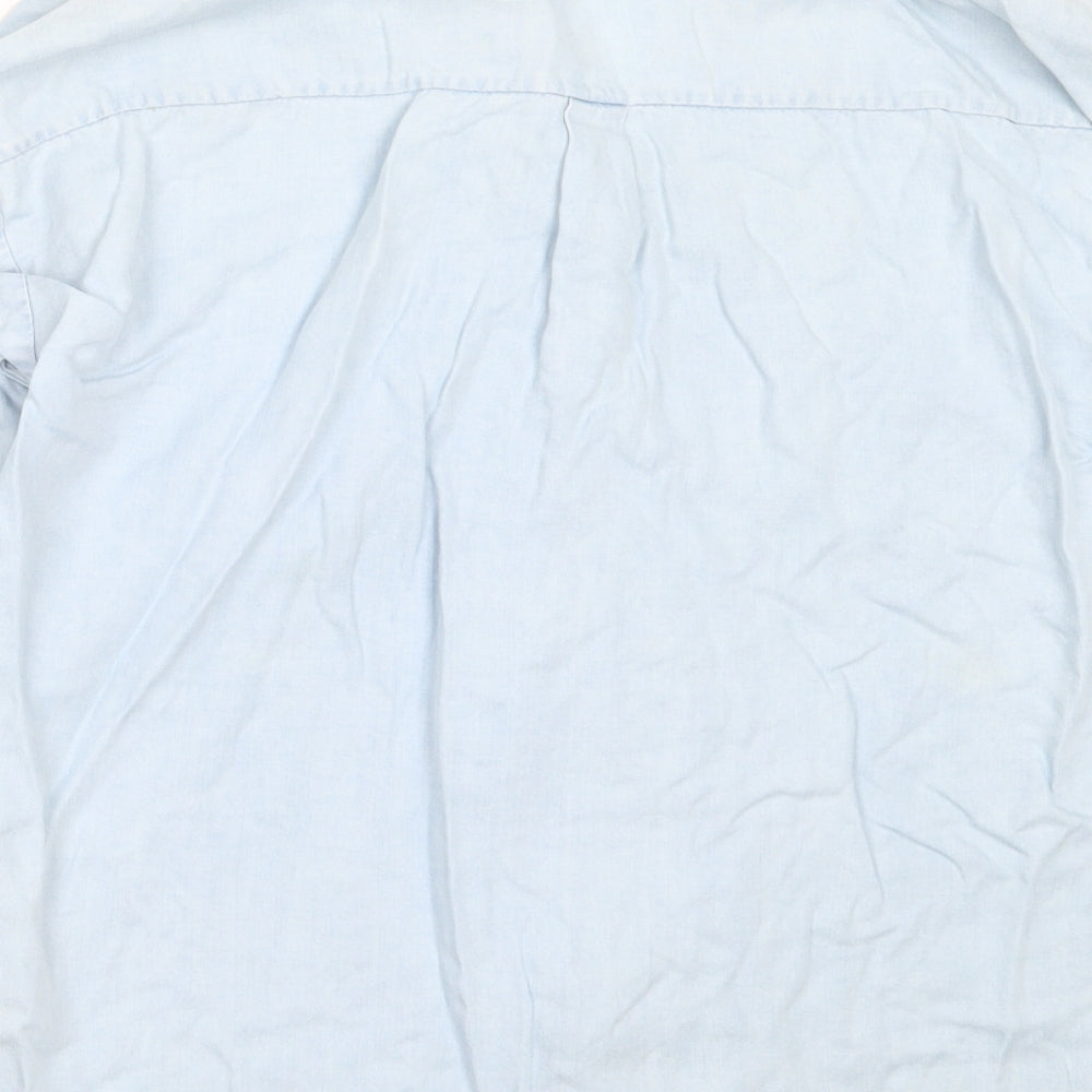 Zara Womens Blue  Lyocell Basic Button-Up Size XS Collared