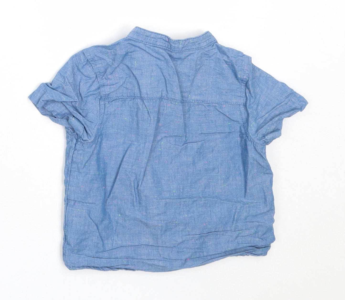 Primark Boys Blue  Cotton Basic Button-Up Size 9-12 Months Round Neck