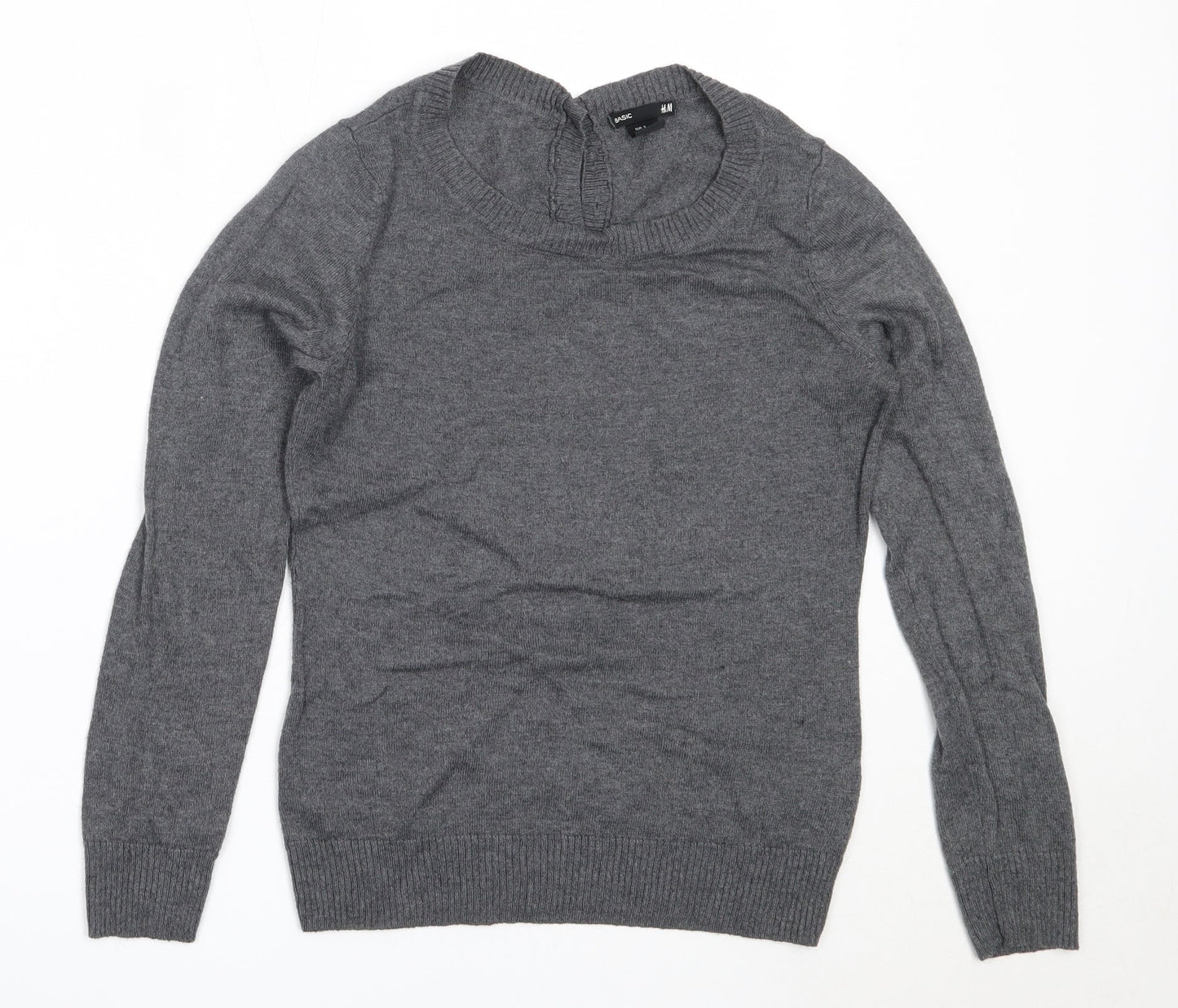 H&M Womens Grey Round Neck  Polyamide Pullover Jumper Size S
