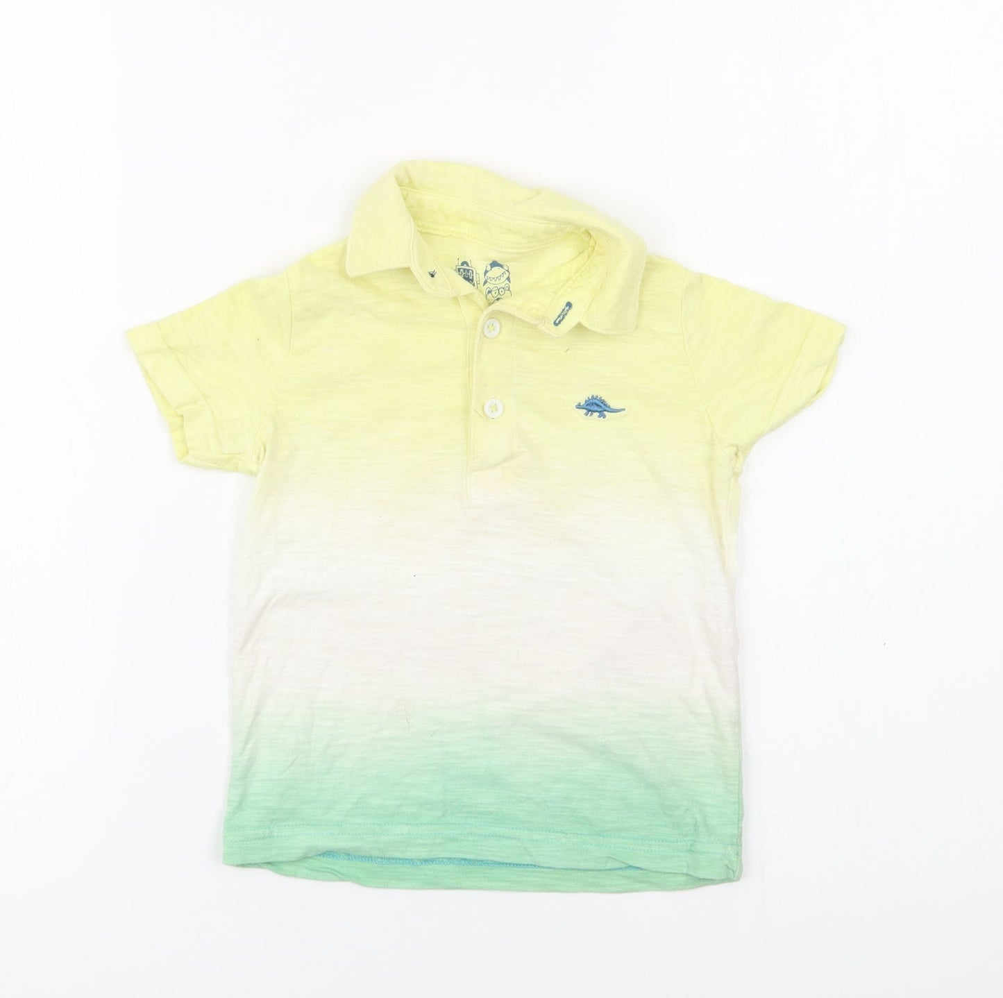 F&F Baby Multicoloured Batik Cotton Basic Polo Size 12-18 Months Collared Button - Dino