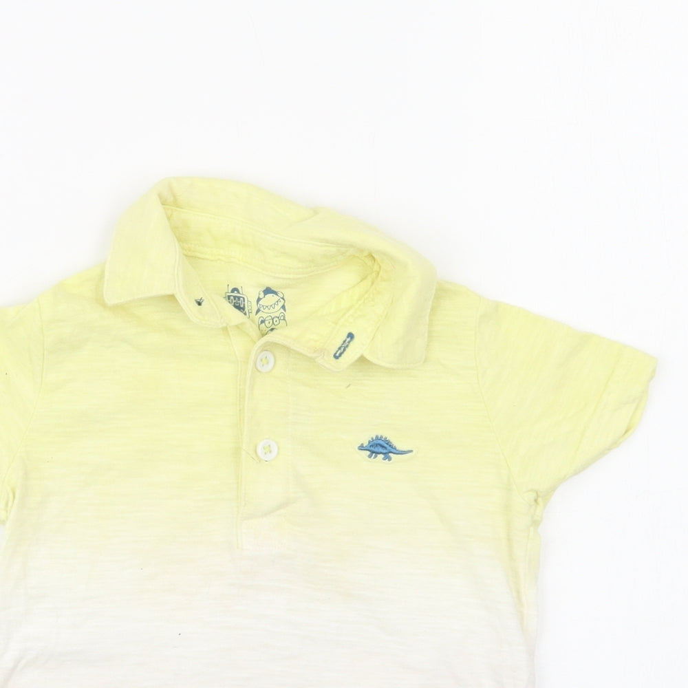 F&F Baby Multicoloured Batik Cotton Basic Polo Size 12-18 Months Collared Button - Dino