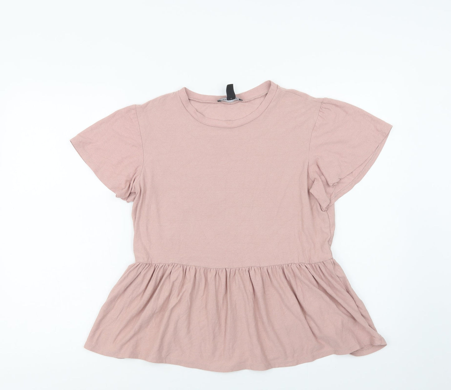 Newwq Look Womens Pink  Viscose Basic Blouse Size 10 Crew Neck
