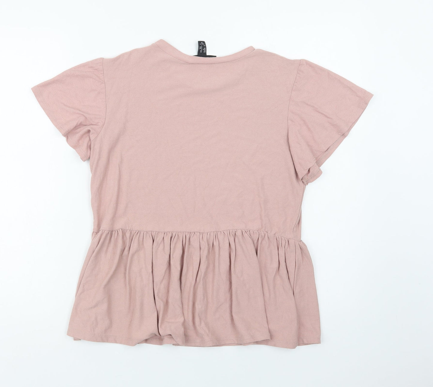 Newwq Look Womens Pink  Viscose Basic Blouse Size 10 Crew Neck