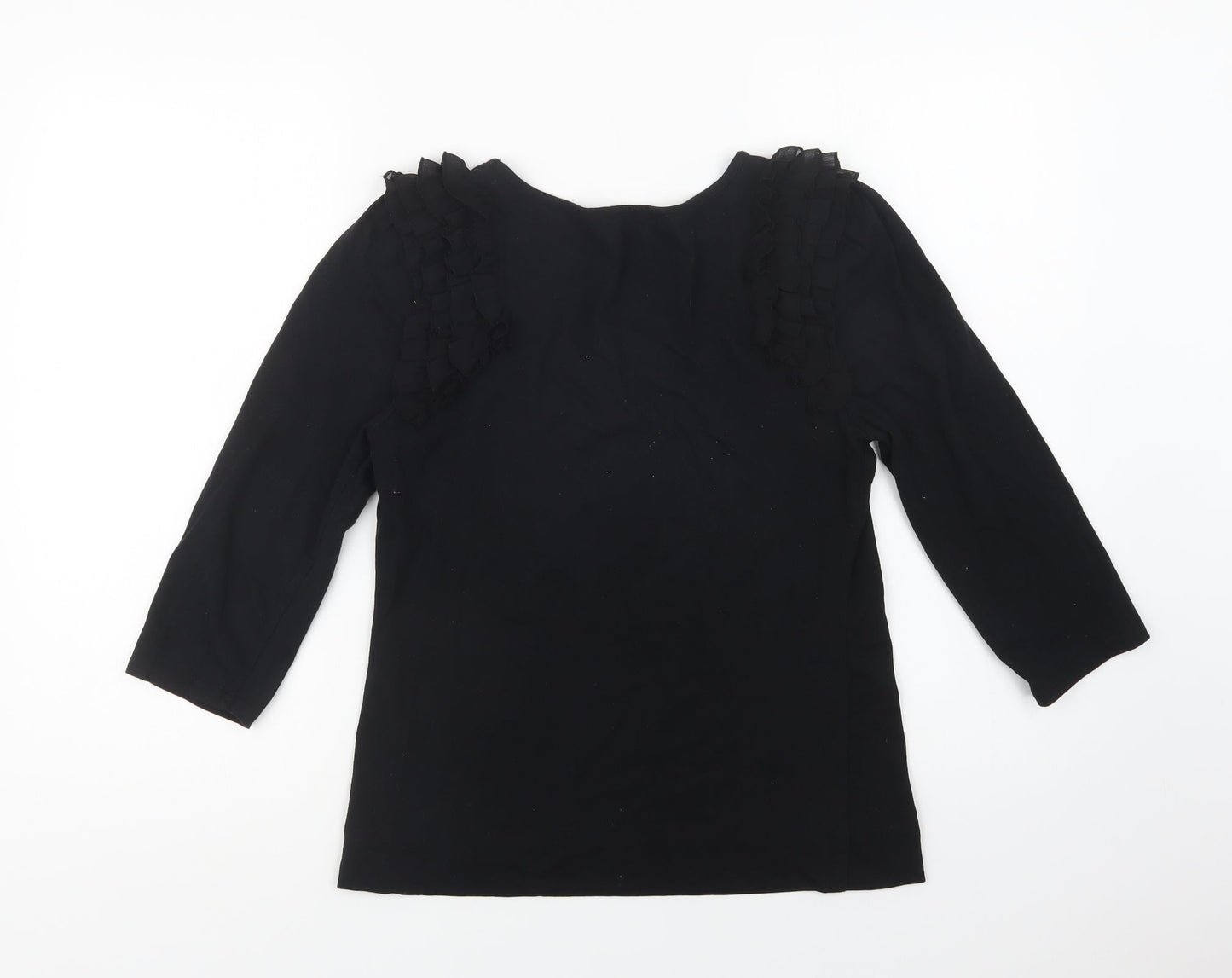 Oasis Womens Black  Cotton Basic Blouse Size S Scoop Neck