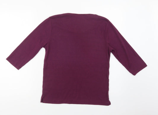 Tigi Womens Purple  Polyester Basic Blouse Size 12 Square Neck