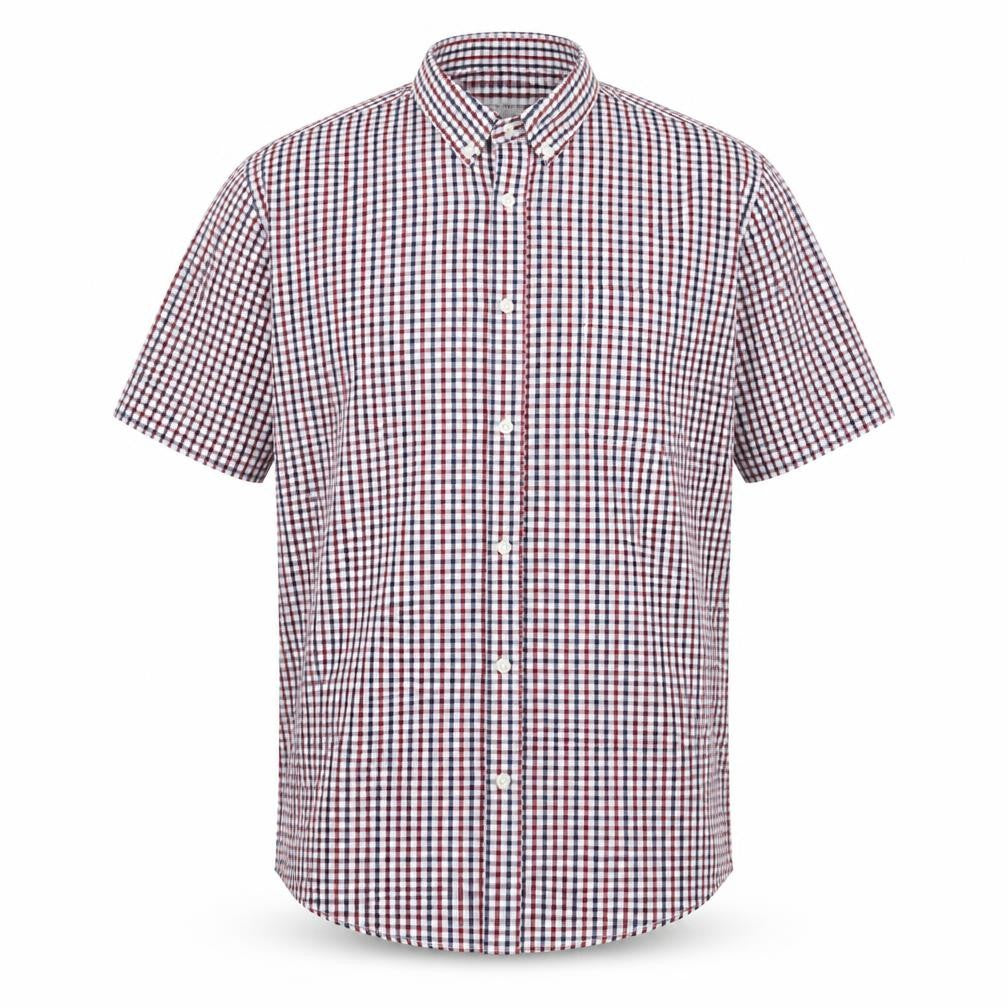 Cedarwood State Mens Multicoloured Check Polyester Button-Up Size L Collared Button