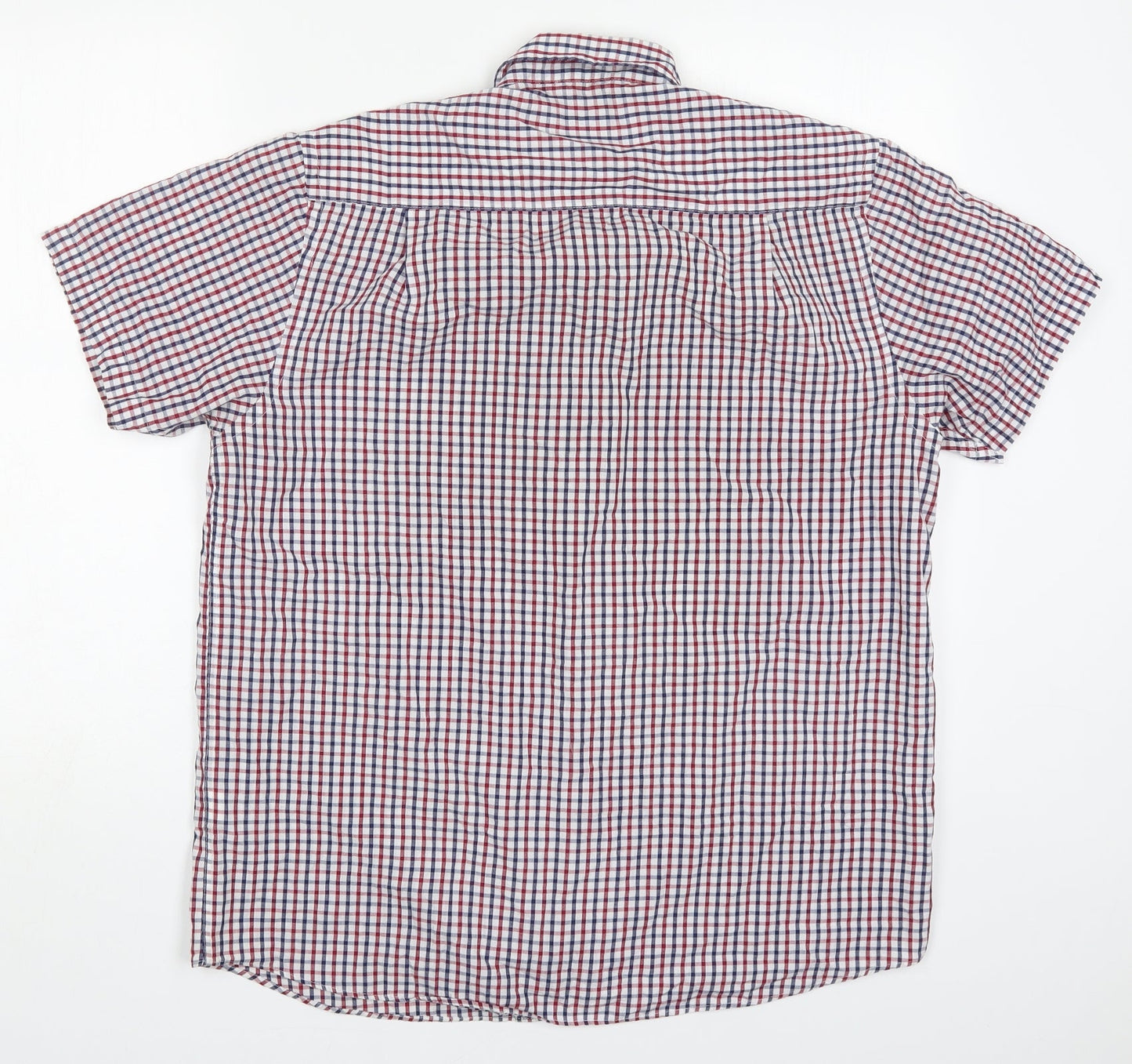 Cedar Wood State Mens Multicoloured Check Polyester  Button-Up Size L Collared Button
