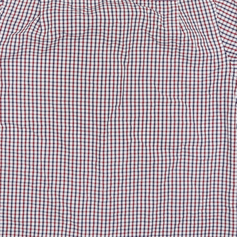 Cedar Wood State Mens Multicoloured Check Polyester  Button-Up Size L Collared Button