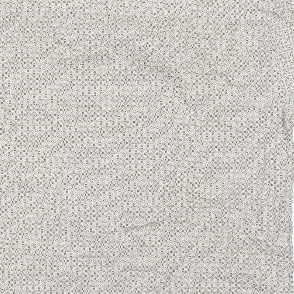 Matalan Mens Beige Geometric Cotton  Button-Up Size L Collared Button