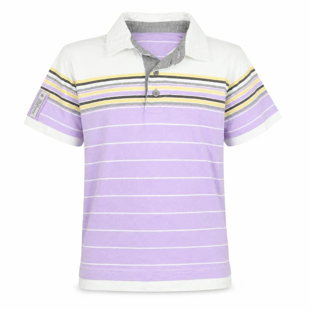 George Boys Purple Striped Cotton Basic Polo Size 5-6 Years Collared Button