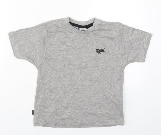 Hi Tec Boys Grey  Cotton Basic T-Shirt Size 5-6 Years Crew Neck Pullover