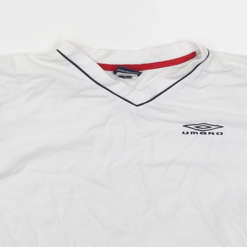 Umbro Boys White  Polyester Basic T-Shirt Size 5-6 Years V-Neck Pullover