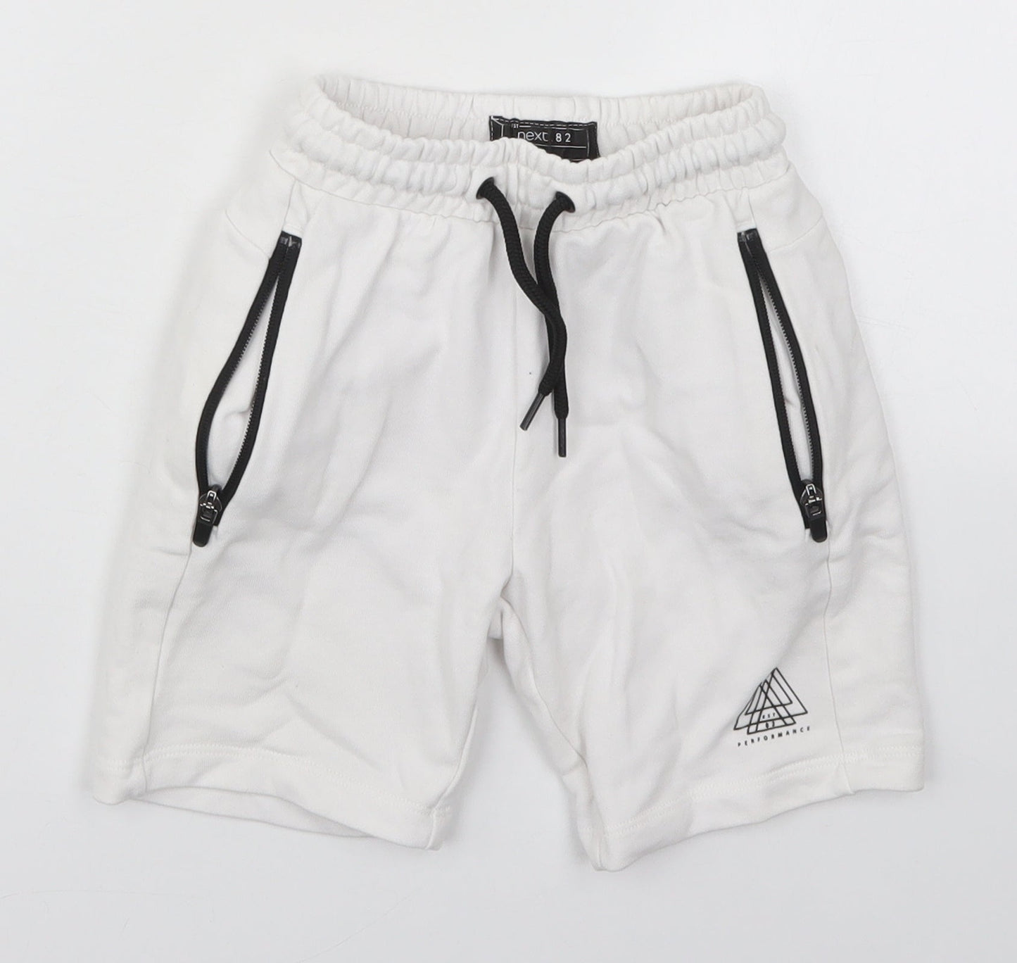 NEXT Boys White  Cotton Sweat Shorts Size 6 Years  Regular Drawstring