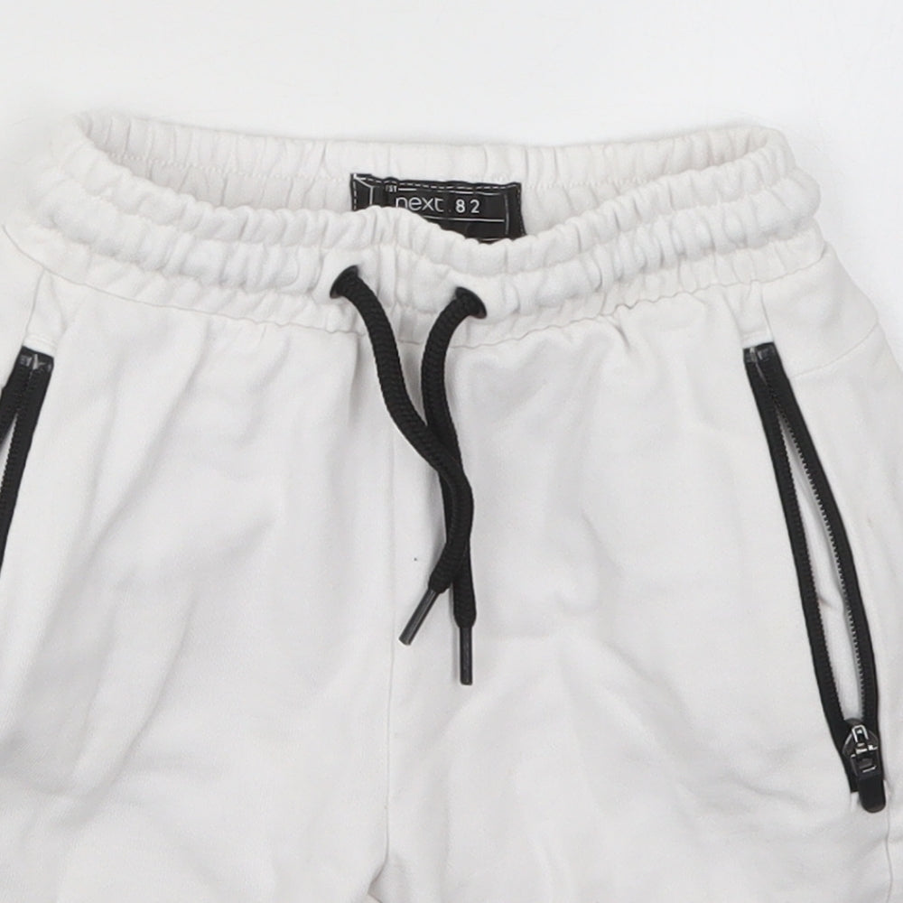 NEXT Boys White  Cotton Sweat Shorts Size 6 Years  Regular Drawstring