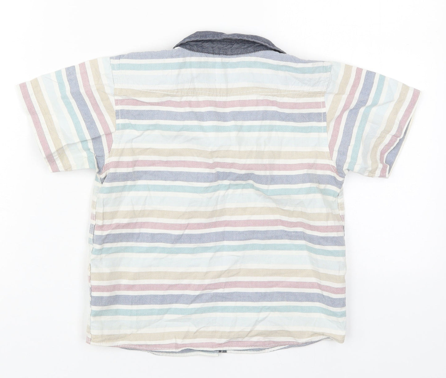 Matalan Boys Multicoloured Striped Cotton Basic Button-Up Size 4-5 Years Collared Button