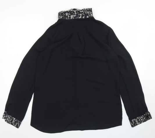 Select Womens Black  Polyester Basic Blouse Size 10 Collared