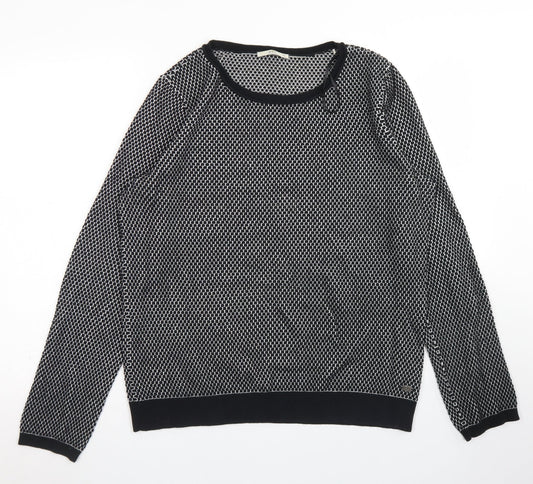 EDC Womens Black Crew Neck Geometric Cotton Pullover Jumper Size XL