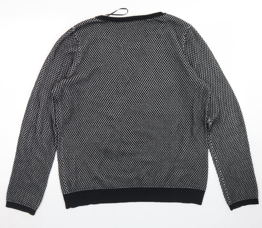 EDC Womens Black Crew Neck Geometric Cotton Pullover Jumper Size XL