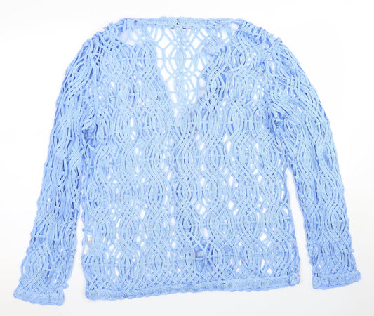 Paramour Womens Blue Round Neck  Viscose Cardigan Jumper Size XL